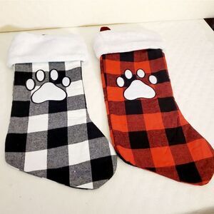 Plaid Doggie Paw Christmas Stockings